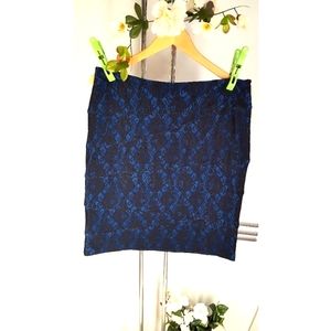 Lapis Skirt💙Blue-Black Lace Above Knee Slim Pencil Skirt